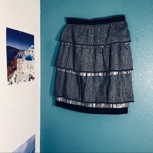 Worth Layered Mini Skirt - Grey/Silver/Black